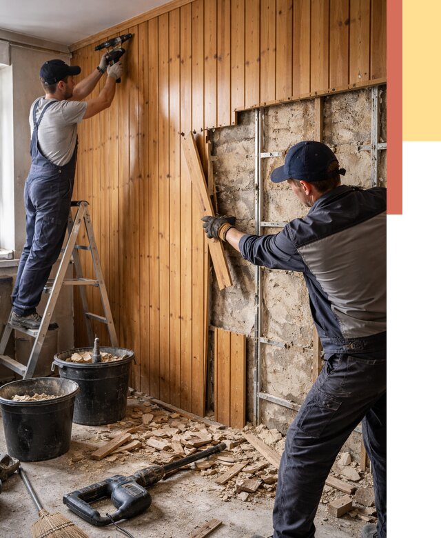 Демонтаж вагонки со стен в Ногинске от 1469 руб. — снятие, удаление, срочно | ОТДЕЛОЧНИК-Нгн