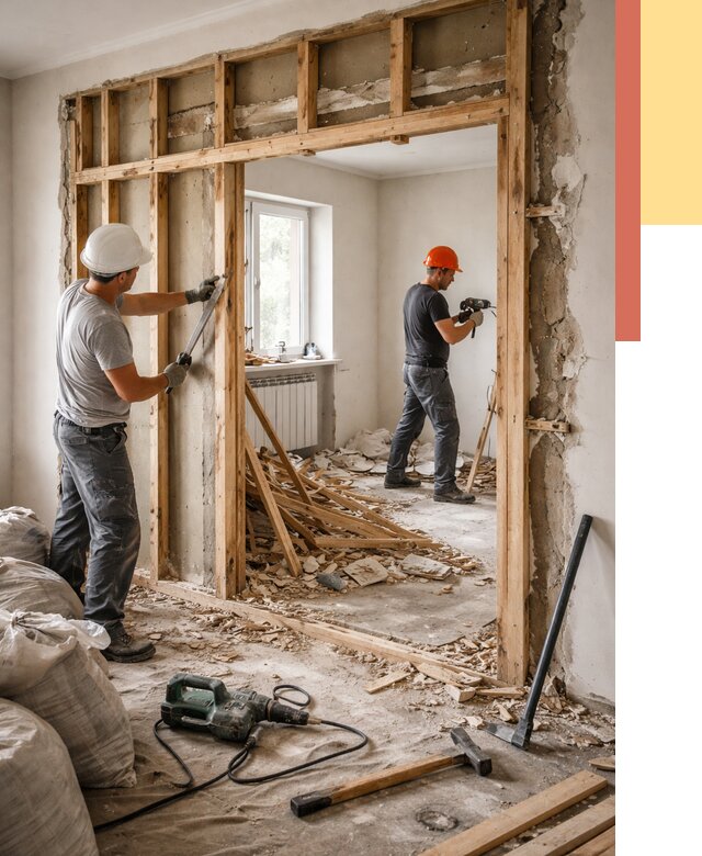 Демонтаж деревянных перегородок в Ногинске от 3242 руб. — быстро и недорого | ОТДЕЛОЧНИК-Нгн