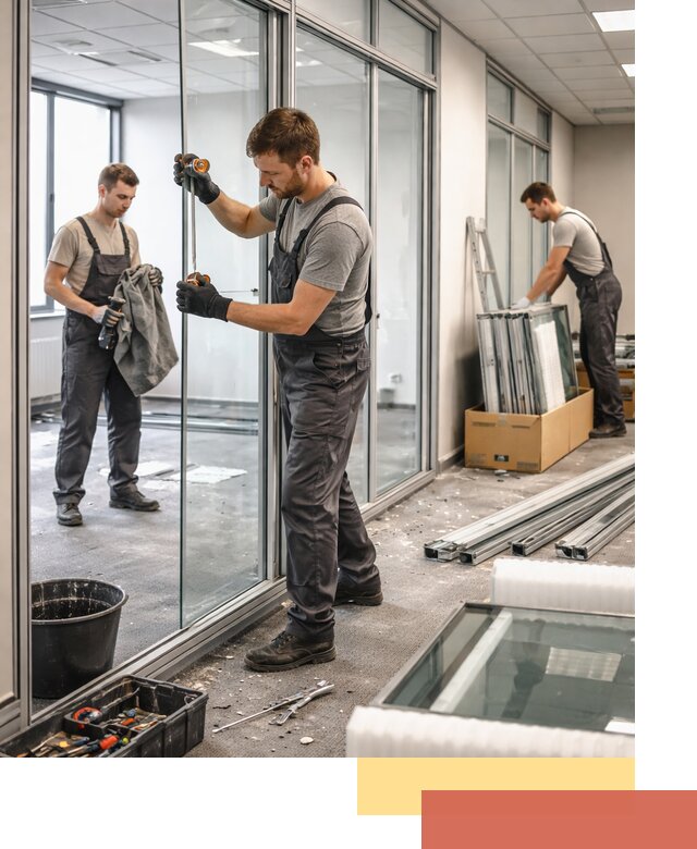 Демонтаж стеклянных перегородок в Ногинске быстро и безопасно