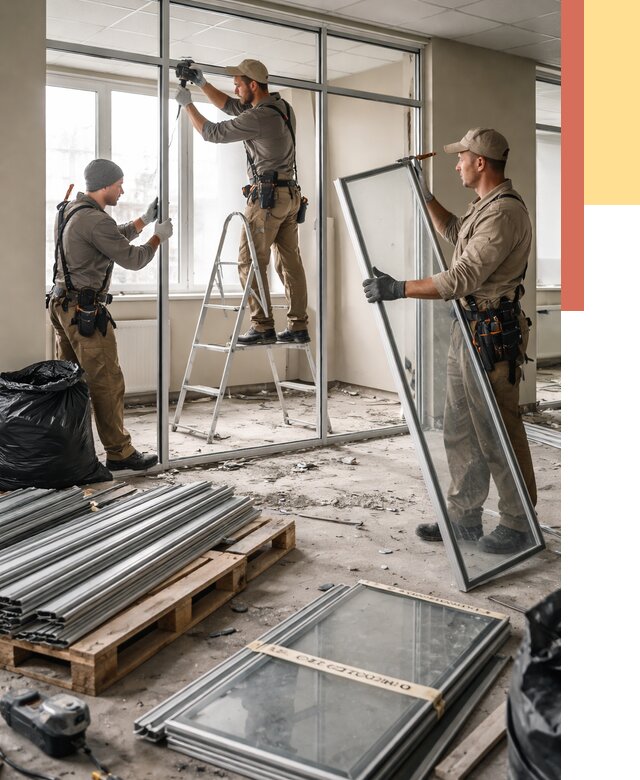 Демонтаж алюминиевых перегородок в Ногинске от 4255 руб. — быстро и недорого | ОТДЕЛОЧНИК-Нгн