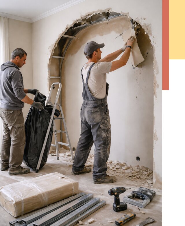 Демонтаж арки из гипсокартона в Ногинске от 3546 руб. — услуги под ключ | ОТДЕЛОЧНИК-Нгн