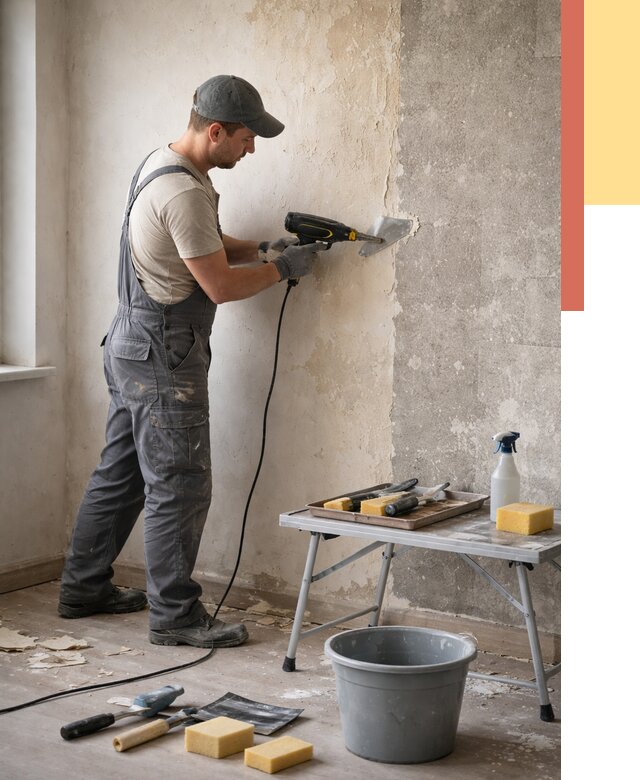 Очистка стен от клея в Ногинске от 1874 руб. — снятие и удаление клея со стен | ОТДЕЛОЧНИК-Нгн