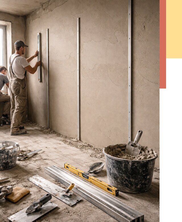 Штукатурка стен по маякам в Ногинске от 5572 руб./м² — выравнивание под ключ | ОТДЕЛОЧНИК-Нгн