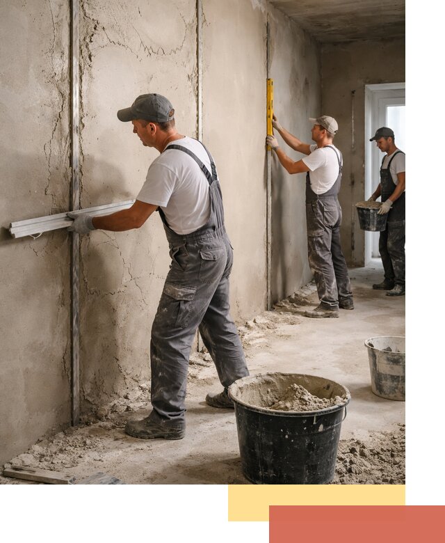 Штукатурка стен по маякам в Ногинске — точная и ровная поверхность