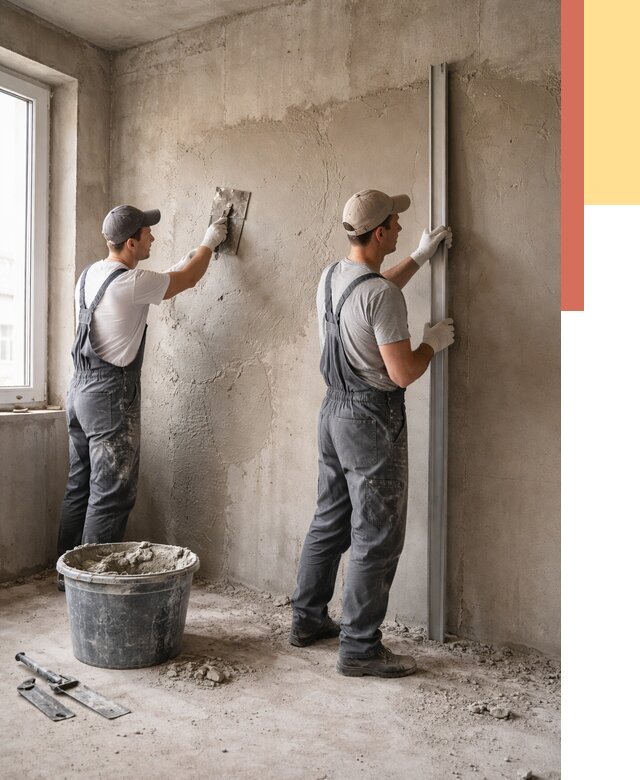 Штукатурка бетонных стен в Ногинске от 4559 руб/м² — качественно и быстро | ОТДЕЛОЧНИК-Нгн
