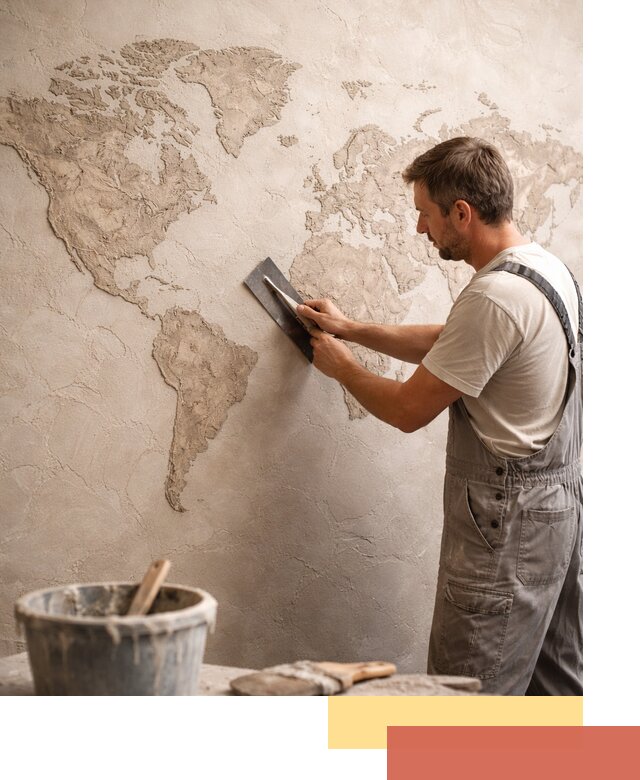 Декоративная штукатурка «Карта мира» под ключ в Ногинске