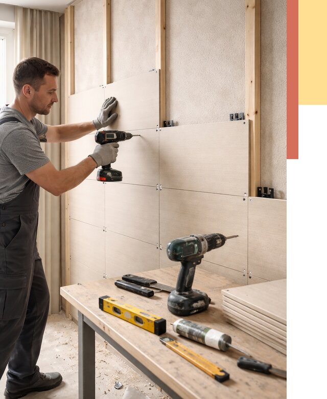 Монтаж МДФ панелей на стены в Ногинске от 1266 руб. под ключ | ОТДЕЛОЧНИК-Нгн