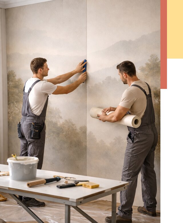 Поклейка фотообоев в Ногинске от 8611 руб/м² — быстро и недорого | ОТДЕЛОЧНИК-Нгн