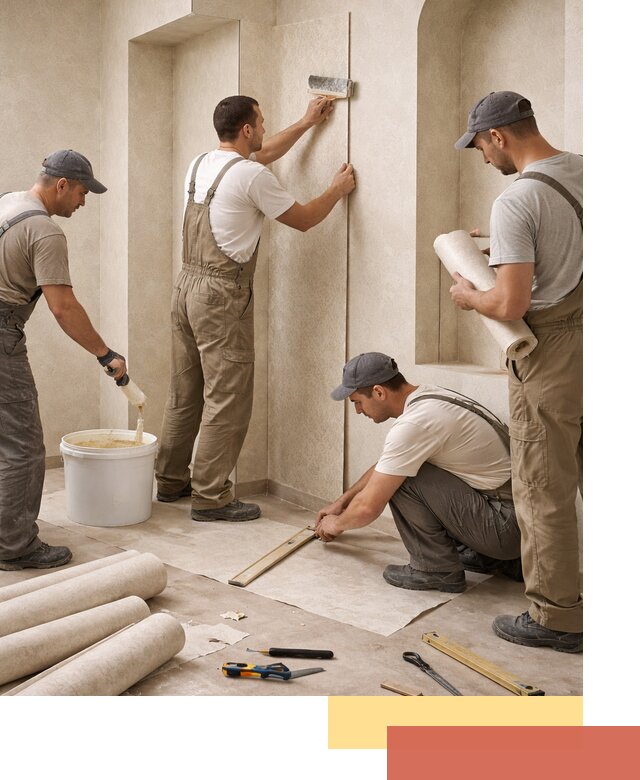 Поклейка обоев на сложные стены и неровные поверхности в Ногинске