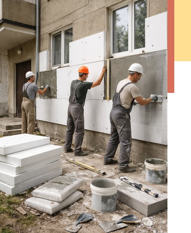 Утепление стен пенопластом в Ногинске от 1773 руб. — недорого и под ключ | ОТДЕЛОЧНИК-Нгн