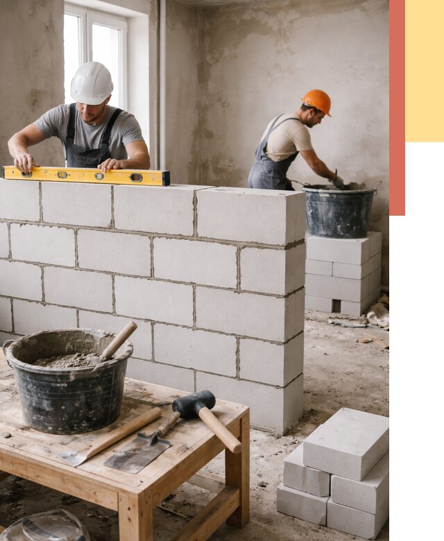 Кладка перегородок из газобетона в Ногинске от 3242 руб. под ключ | ОТДЕЛОЧНИК-Нгн