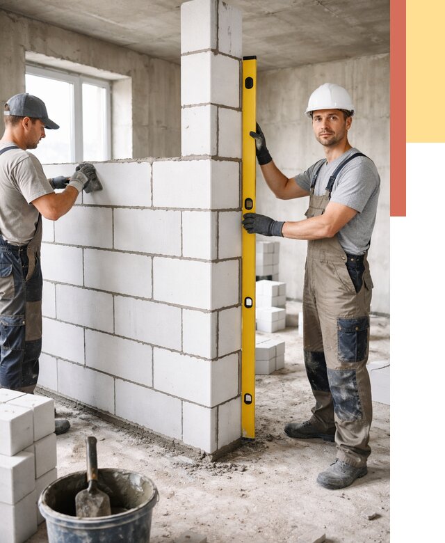 Кладка перегородок из пеноблока в Ногинске от 1824 руб. под ключ | ОТДЕЛОЧНИК-Нгн