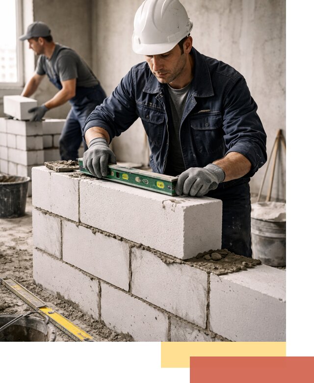 Кладка перегородок из пеноблока под ключ в Ногинске