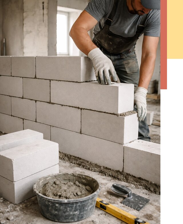 Кладка перегородок из силикатного блока в Ногинске от 4052 руб. под ключ | ОТДЕЛОЧНИК-Нгн