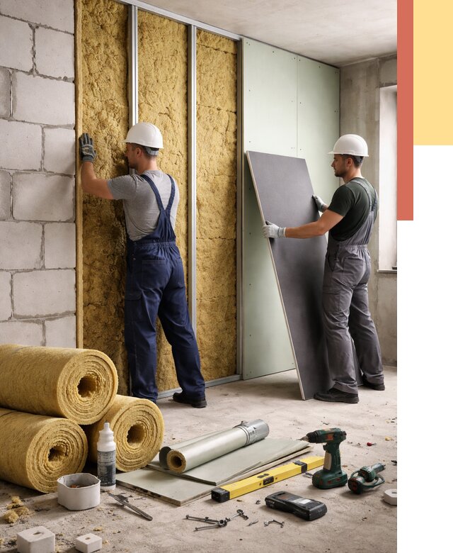 Шумоизоляция перегородок из блоков в Ногинске от 1874 руб./м² — быстро и недорого | ОТДЕЛОЧНИК-Нгн