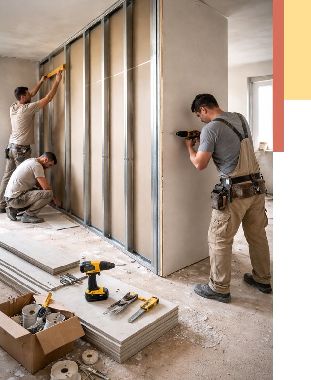 Монтаж однослойной перегородки из гипсокартона в Ногинске от 659 руб. | ОТДЕЛОЧНИК-Нгн