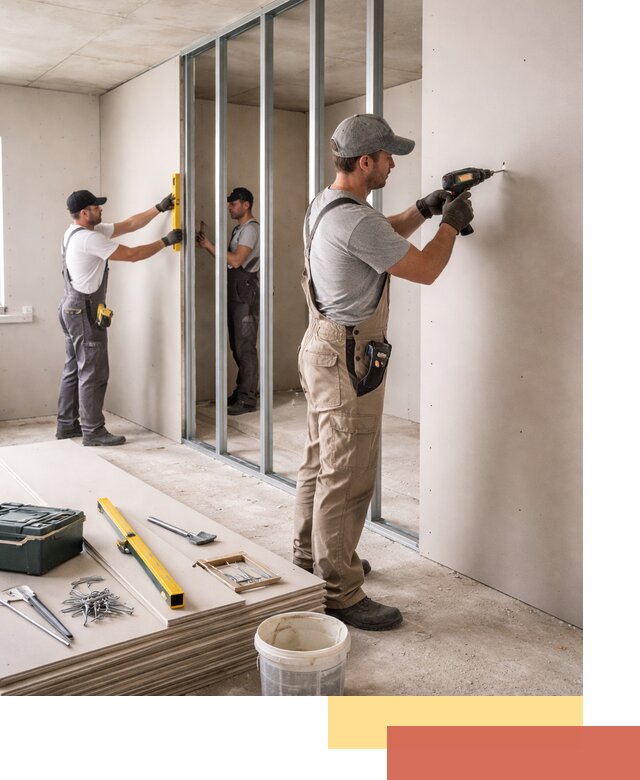 Однослойная перегородка из гипсокартона в Ногинске под ключ, монтаж и отделка