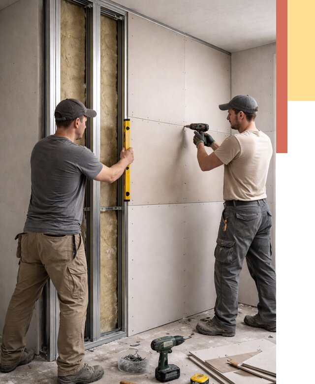 Монтаж двухслойной перегородки из гипсокартона в Ногинске от 1469 руб. | ОТДЕЛОЧНИК-Нгн