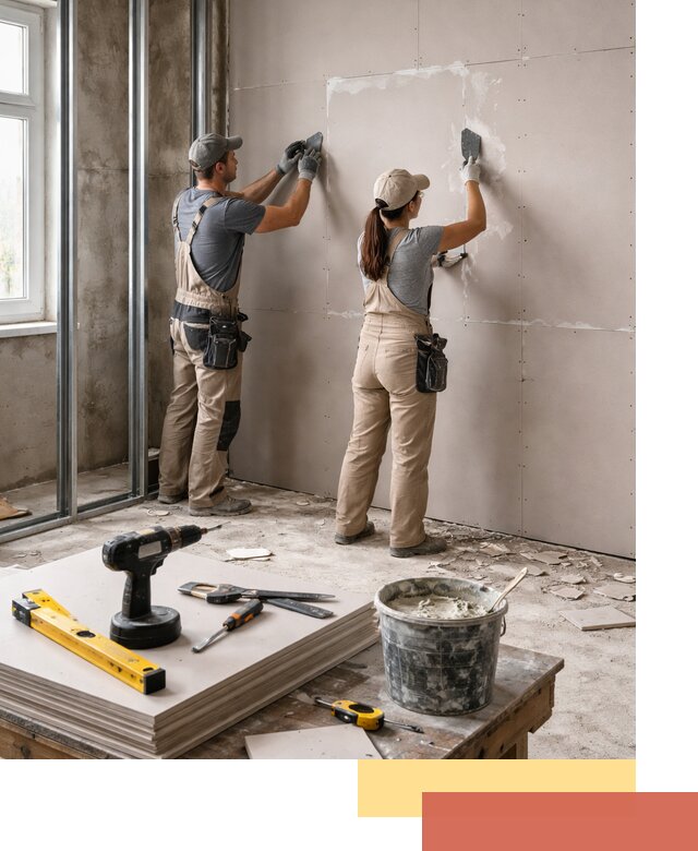 Монтаж двухслойной перегородки из гипсокартона в Ногинске