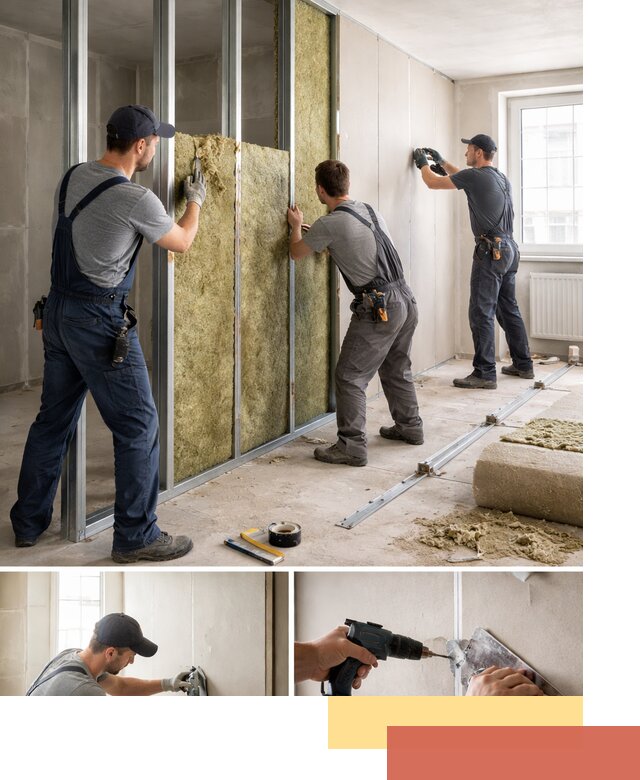 Перегородка из гипсокартона с шумоизоляцией в Ногинске — монтаж под ключ