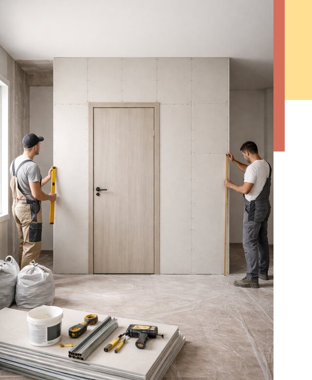 Перегородка из гипсокартона с дверью в Ногинске от 4559 руб. под ключ | ОТДЕЛОЧНИК-Нгн