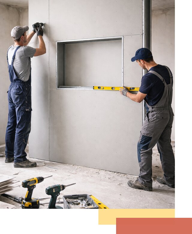 Перегородка из гипсокартона с нишей под декор в Ногинске