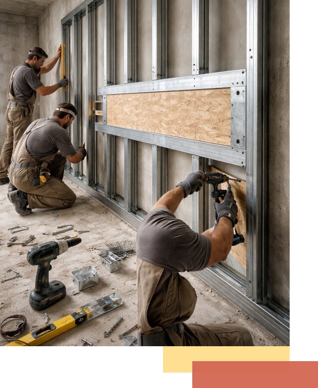 Усиленная перегородка для крепления тяжёлых конструкций в Ногинске