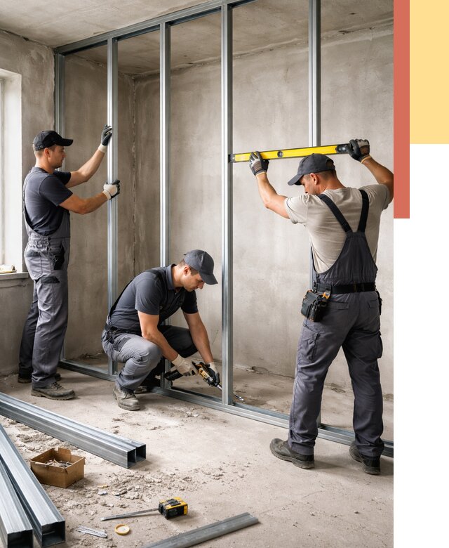 Монтаж каркаса перегородки из профиля в Ногинске от 760 руб. | ОТДЕЛОЧНИК-Нгн