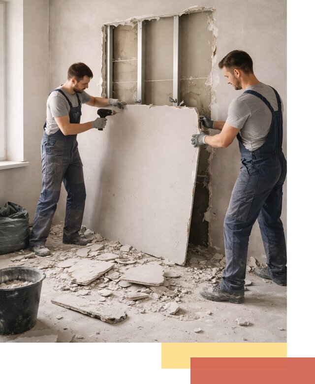 Демонтаж перегородки из гипсокартона в Ногинске быстрый и аккуратный