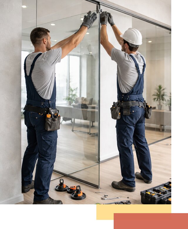 Безрамные стеклянные перегородки под ключ в Ногинске