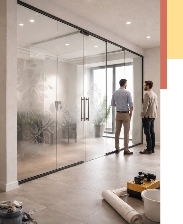 Стеклянные перегородки с рисунком в Ногинске от 12664 руб. монтаж и нанесение | ОТДЕЛОЧНИК-Нгн