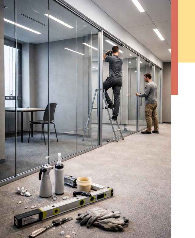 Стеклянные офисные перегородки в Ногинске от 8611 руб. — монтаж и установка | ОТДЕЛОЧНИК-Нгн