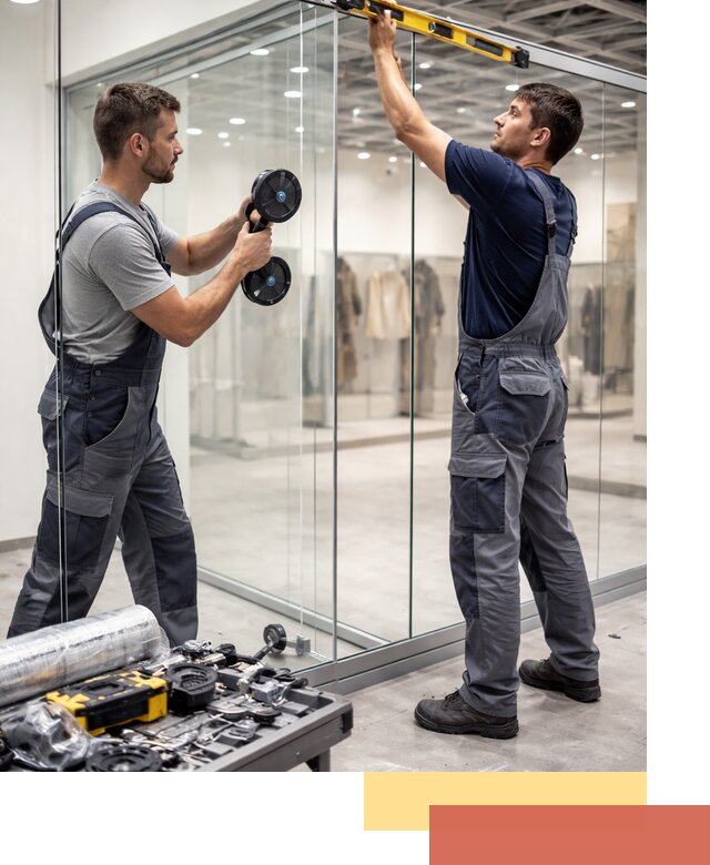 Стеклянные перегородки для магазинов в Ногинске — монтаж и установка