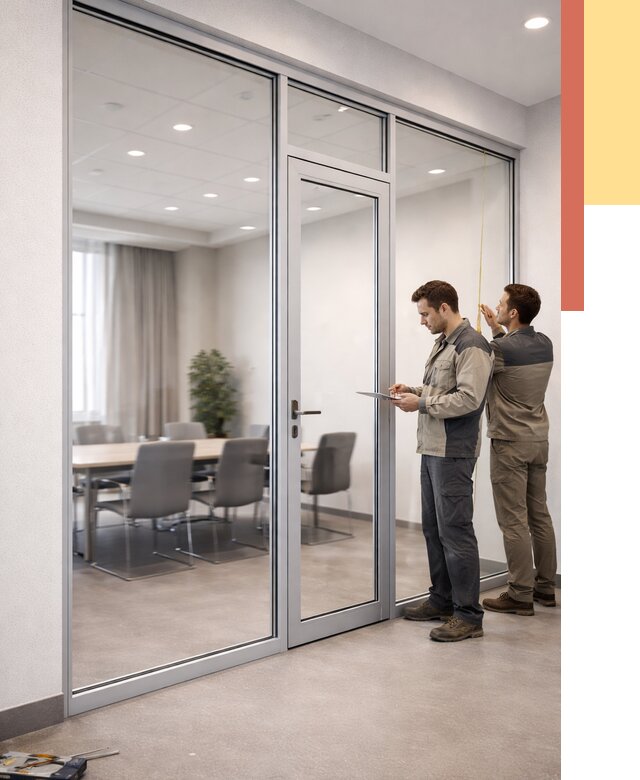 Установка и монтаж алюминиевых перегородок со стеклом в Ногинске от 8307 руб. | ОТДЕЛОЧНИК-Нгн