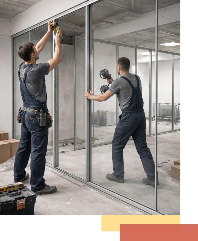 Алюминиевые перегородки со стеклом в Ногинске — изготовление и монтаж