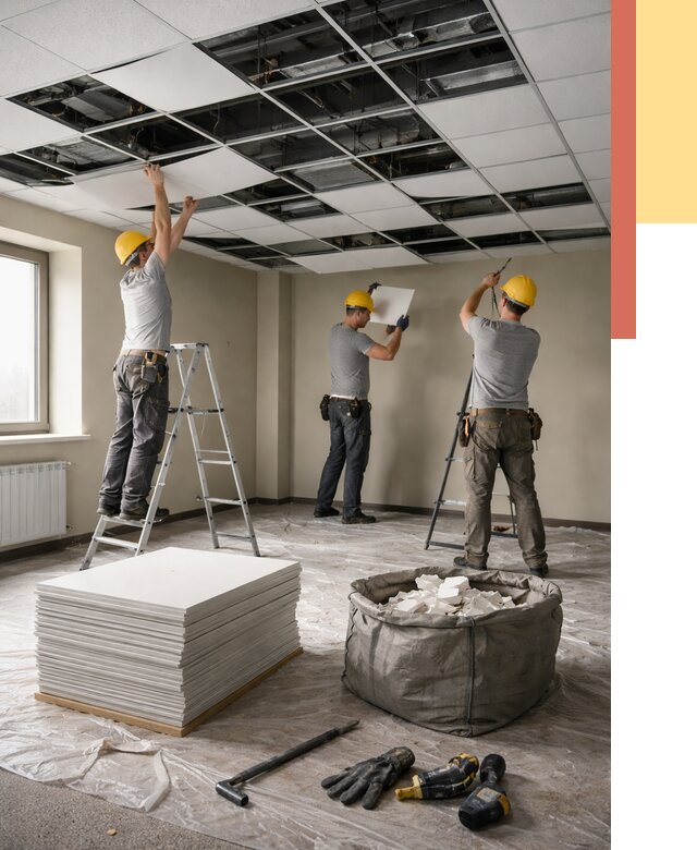 Демонтаж потолка Армстронг в Ногинске от 4559 руб. быстро и недорого | ОТДЕЛОЧНИК-Нгн