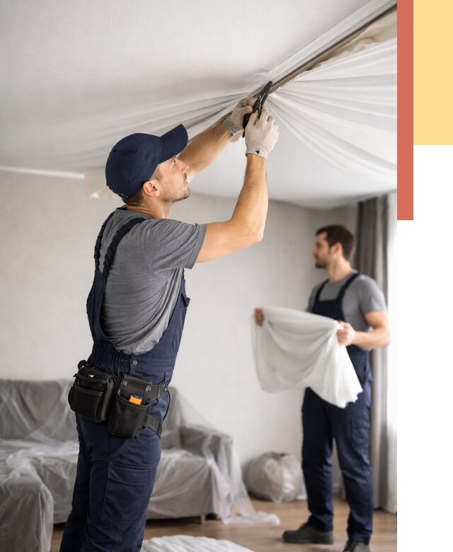 Демонтаж натяжного потолка в Ногинске от 4559 руб. — снятие и разбор под ключ | ОТДЕЛОЧНИК-Нгн