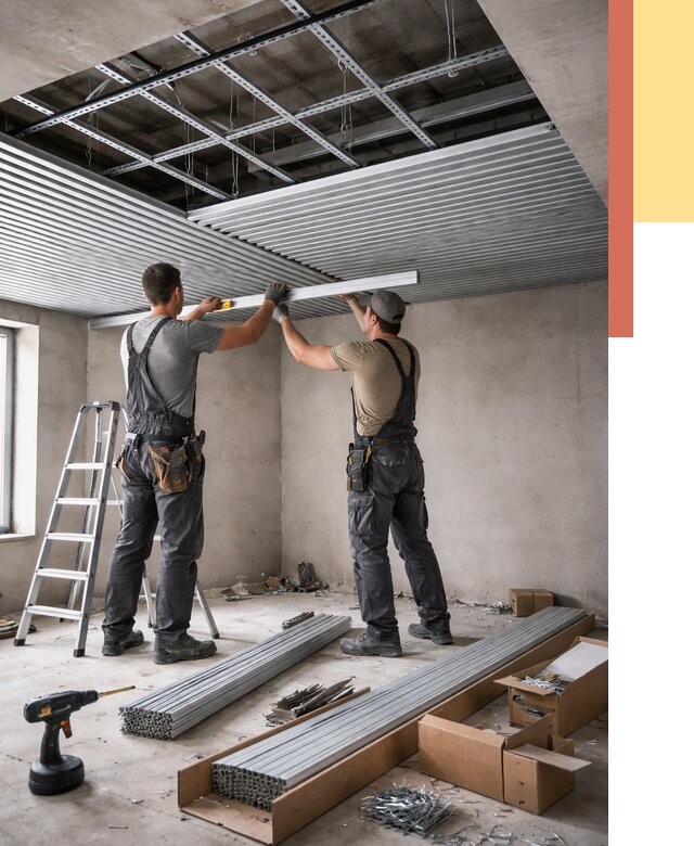 Монтаж реечного потолка в Ногинске от 4559 руб. под ключ | ОТДЕЛОЧНИК-Нгн