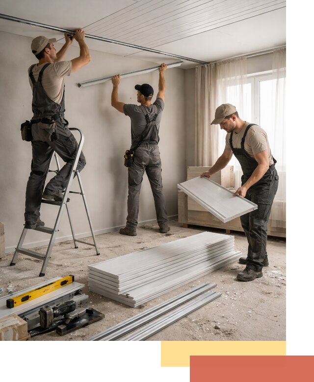 Монтаж потолка из ПВХ панелей в Ногинске оперативно и качественно