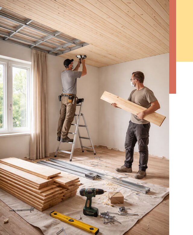 Монтаж потолка из вагонки в Ногинске от 6585 руб. | Быстро и недорого — ОТДЕЛОЧНИК-Нгн