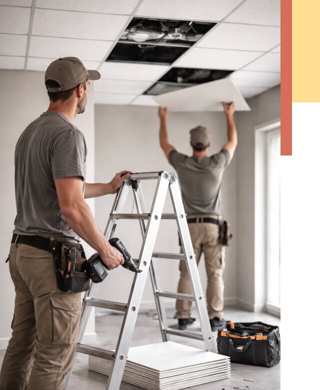 Обслуживание подвесного потолка в Ногинске от 3546 руб. — быстро и недорого | ОТДЕЛОЧНИК-Нгн