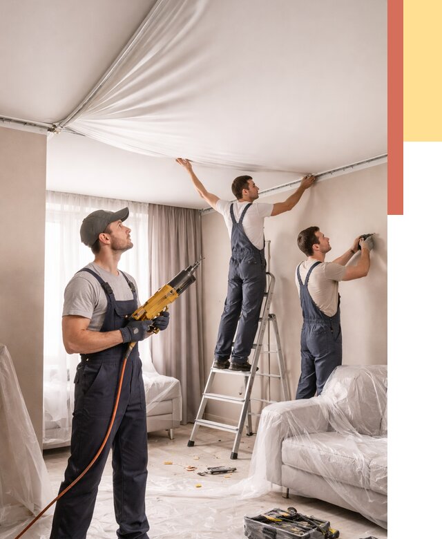 Установка натяжного потолка в Ногинске от 4559 руб. | Быстро и недорого — ОТДЕЛОЧНИК-Нгн