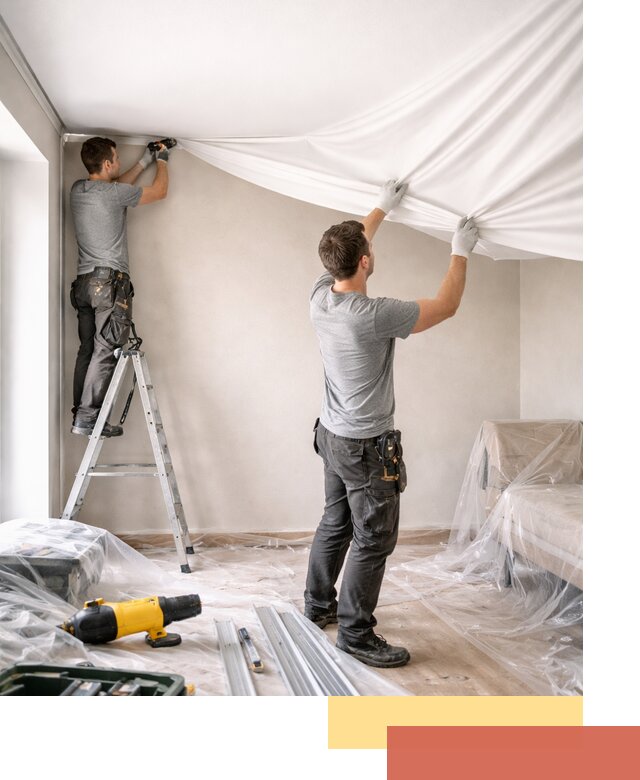 Монтаж тканевого натяжного потолка в Ногинске недорого и быстро