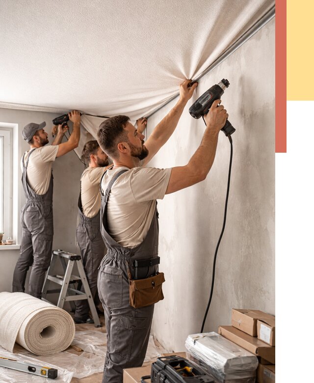 Монтаж фактурного натяжного потолка в Ногинске от 760 руб. — ОТДЕЛОЧНИК-Нгн