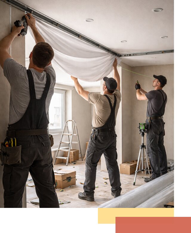 Монтаж парящего натяжного потолка под ключ в Ногинске