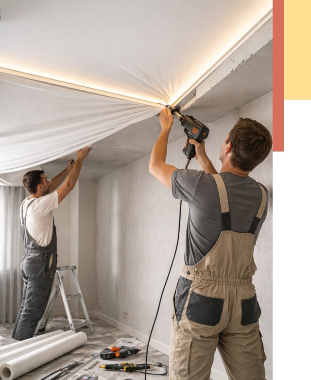 Монтаж натяжного потолка с подсветкой в Ногинске от 962 руб. | ОТДЕЛОЧНИК-Нгн