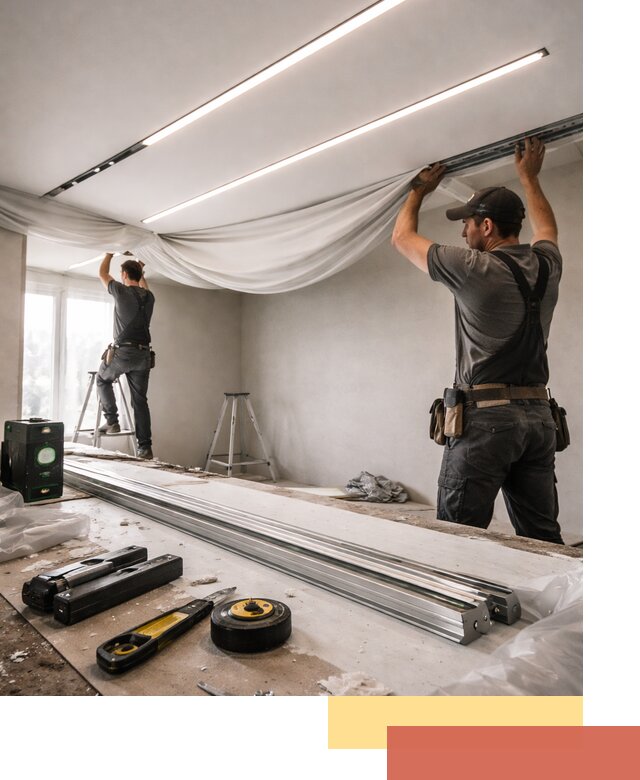 Монтаж натяжных потолков со световыми линиями в Ногинске