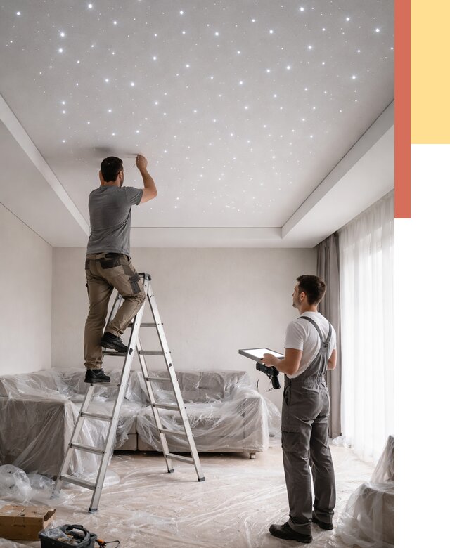 Монтаж натяжного потолка «звездное небо» в Ногинске от 6585 руб. | ОТДЕЛОЧНИК-Нгн