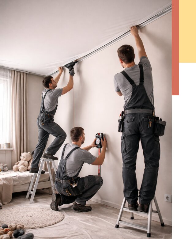 Монтаж натяжного потолка в детской в Ногинске от 3546 руб. — быстро и недорого | ОТДЕЛОЧНИК-Нгн