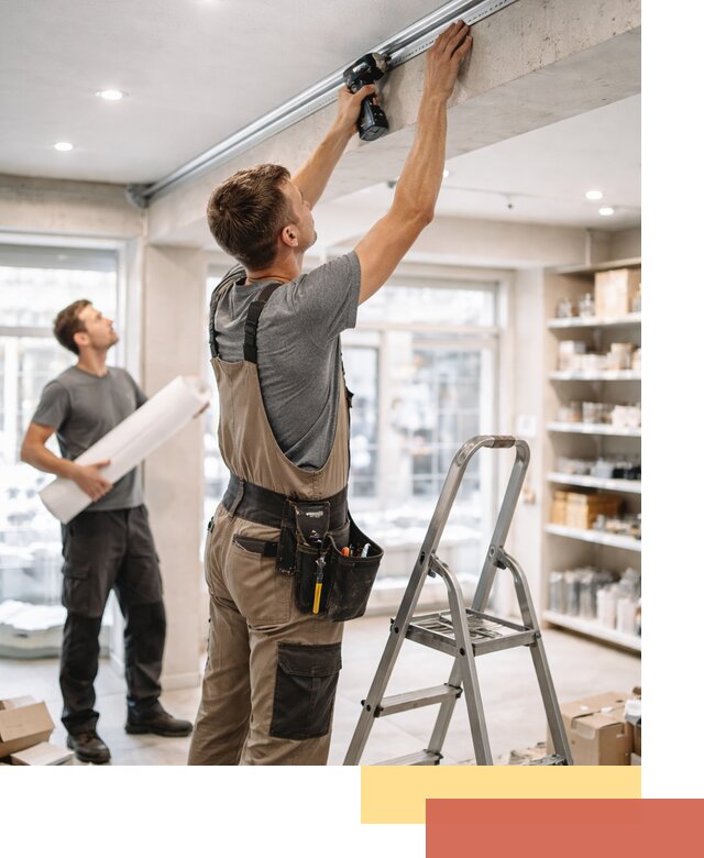 Монтаж натяжных потолков в магазине в Ногинске